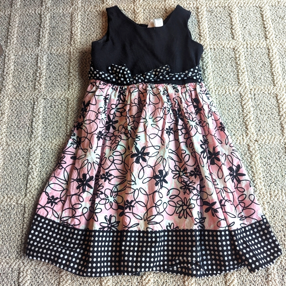 Toddler Girls Pink and Black Dress, Girls Sleeveless Dress, Fall / Spring Dress